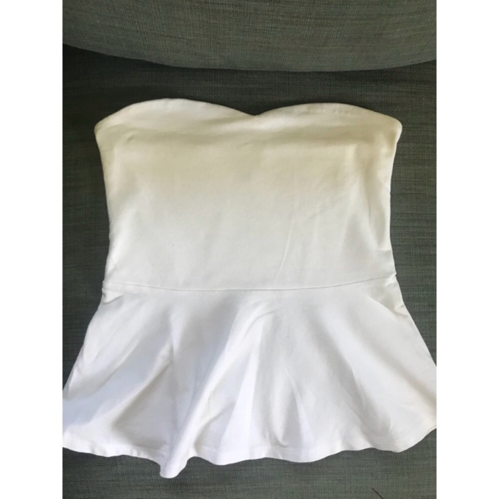 White peplum sweetheart cut tube top